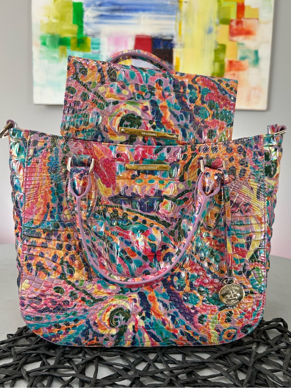 Brahmin Lena Rainbow Reef Melbourne Satchel & Ady Wallet Set - Picture 3 of 13